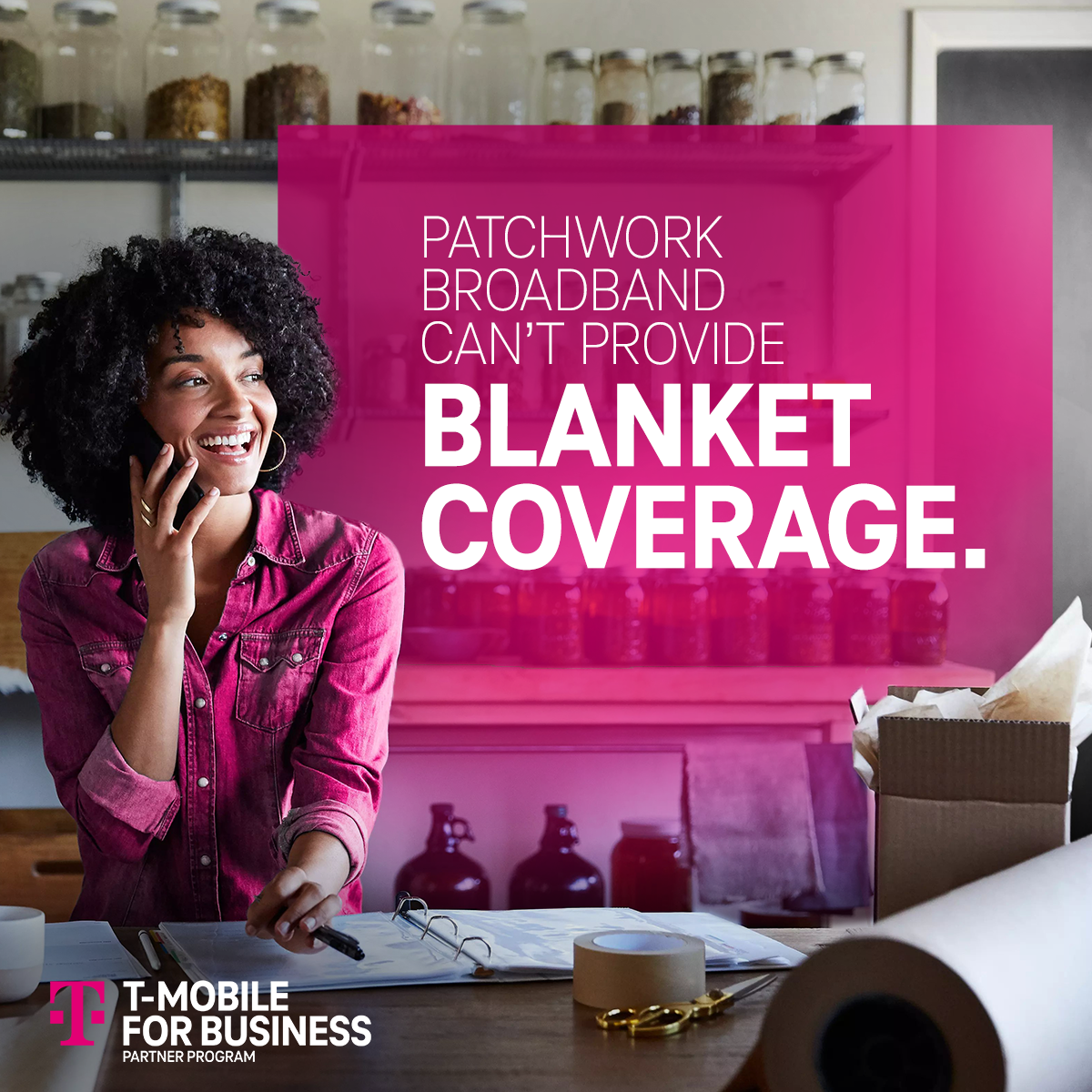 Business Internet campaign art reading Patchwork broadband can't provide blanket coverage