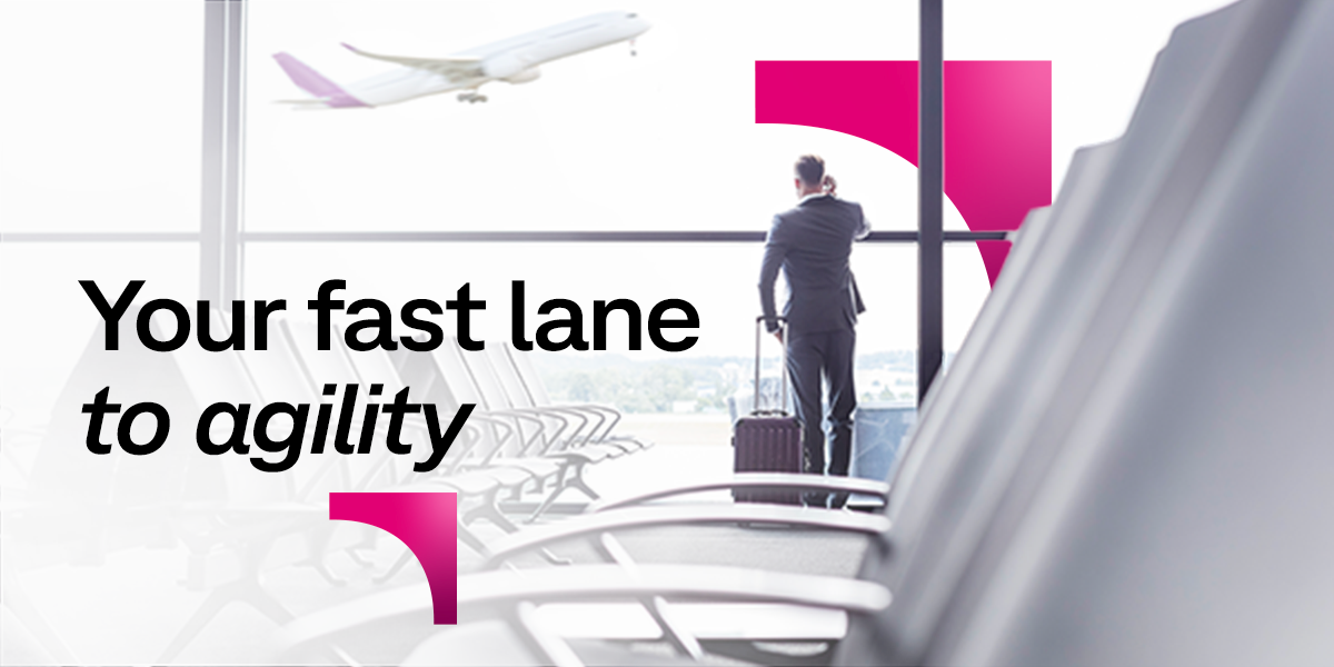 T-Mobile business promotional art showing business travel agility