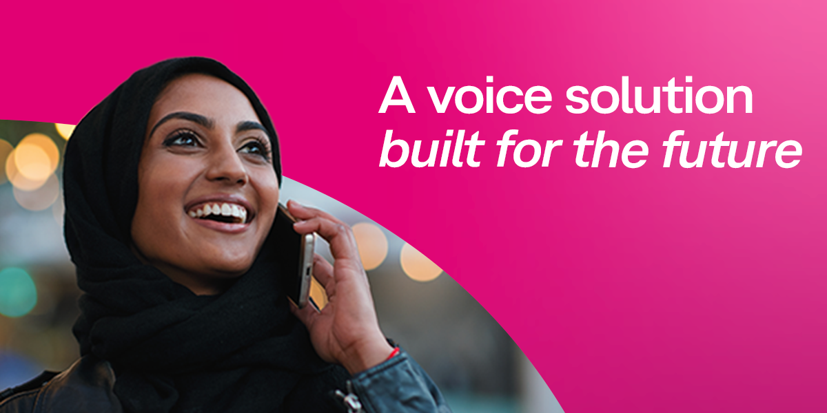 T-Mobile voice promotional art with the message A voice solution built for the future