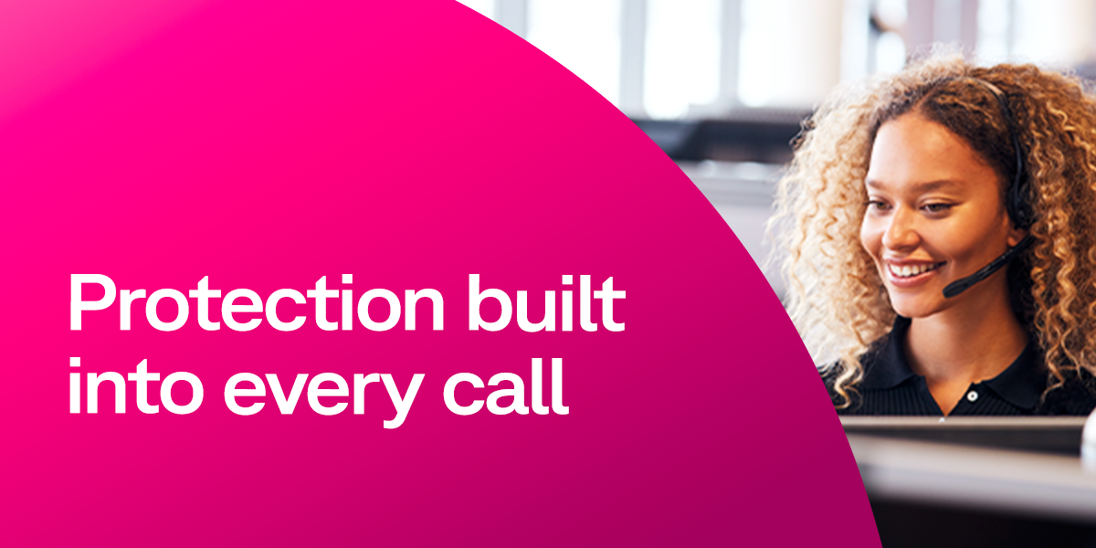 T-Mobile voice promotional art reading Protection built into every call